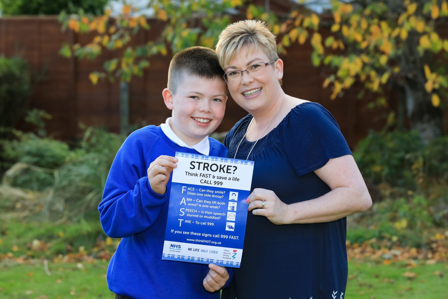 Stroke survivor Debbie and son Finlay urge people to call 999 FAST in the event of a stroke